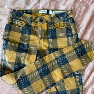 Plaid skinny jeans